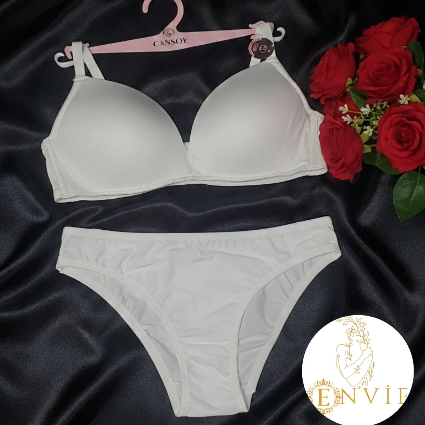 B CUP Angel balensiz desteksiz saten sütyen takımı