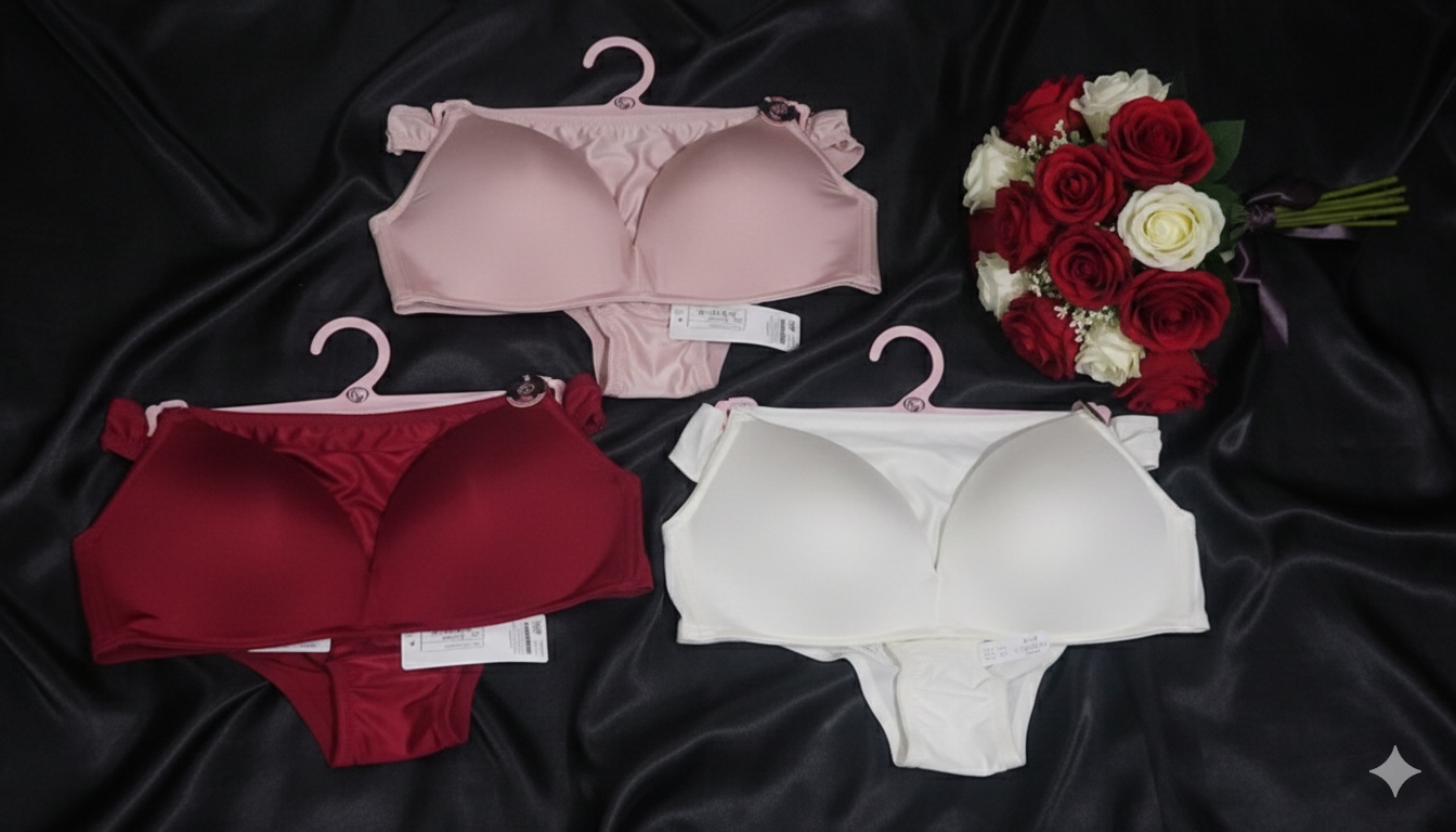 B CUP Angel balensiz desteksiz saten sütyen takımı